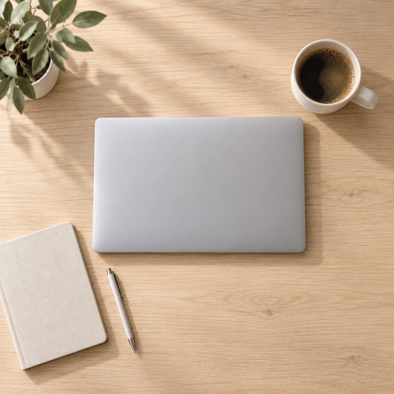 A laptop on a desk at Juniper Labs